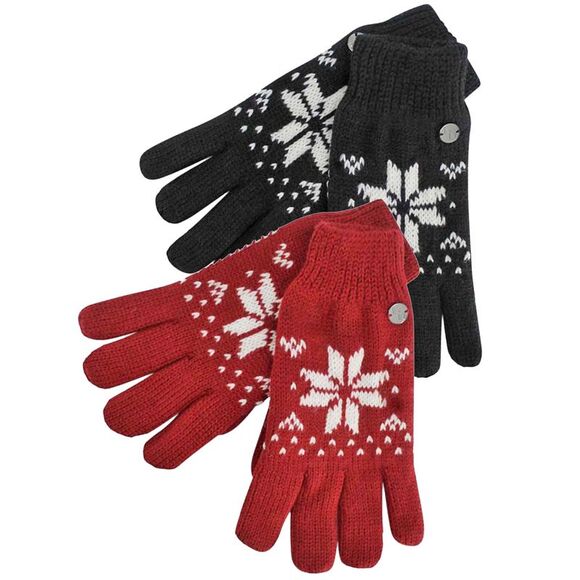 Thermal Insulated Womens Snowflake Knit Winter Gloves - Picture 1 of 7